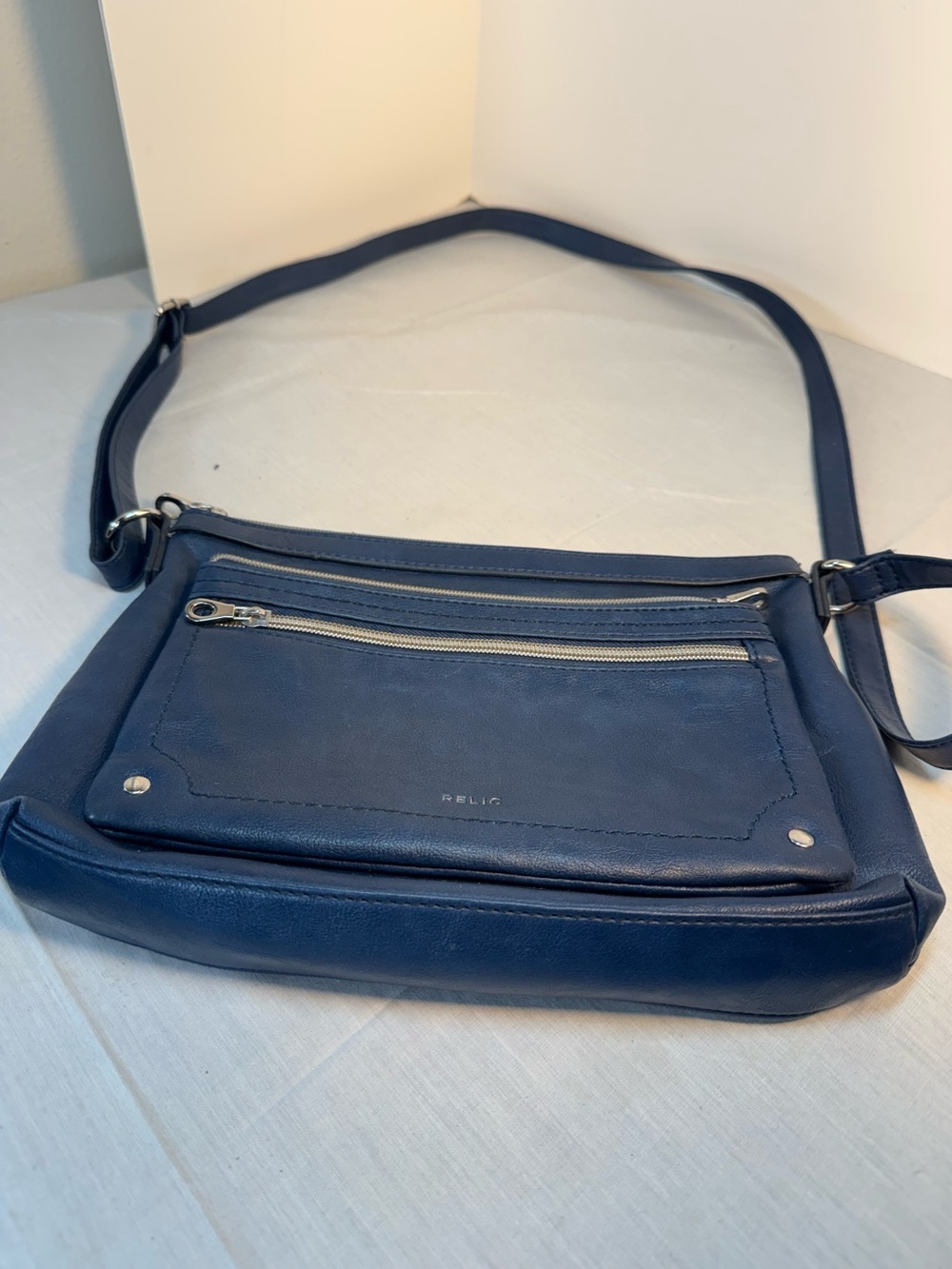 Relic Navy Blue Crossbody Bag with Front Zip Pocket